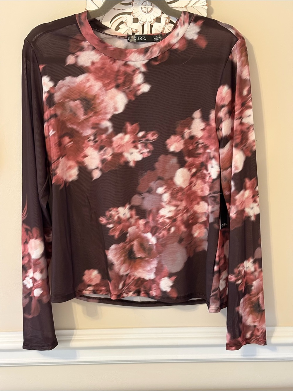 Cure Floral Long-Sleeve Tee in Mauve Pink